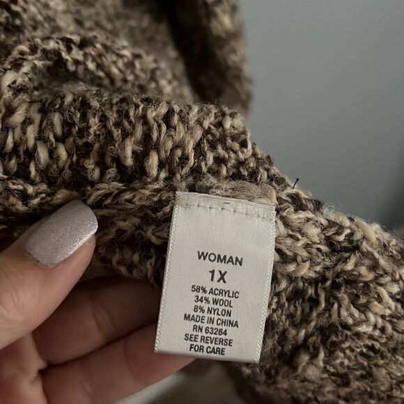 Dress Barn Women’s 1X beautiful thick knit slouchy neutral tan cardigan sweater - Picture 10 of 15